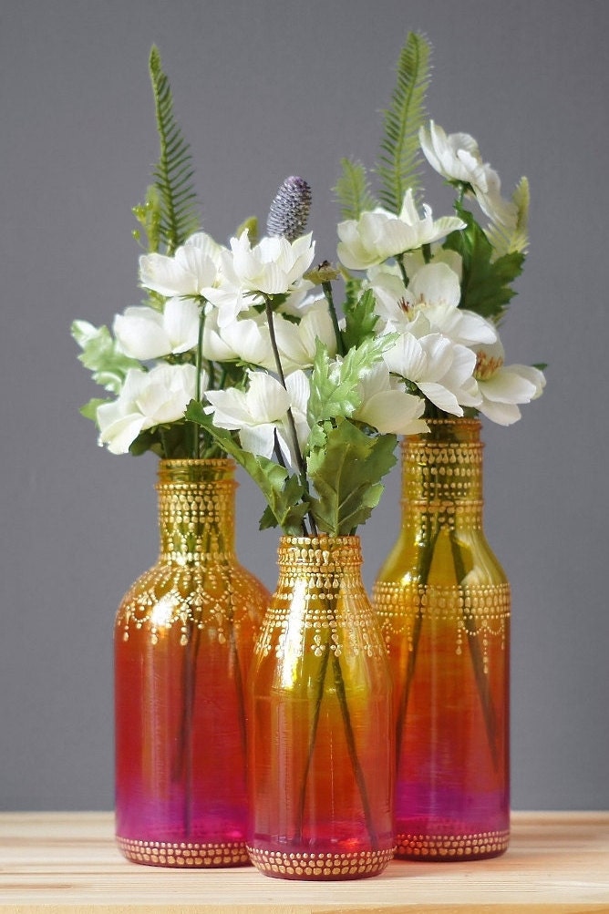 Engagement Party Decorations Bohemian Glass Vase Housewarming Gift for Her Engagement Gift Boho Decor Boho Wedding
