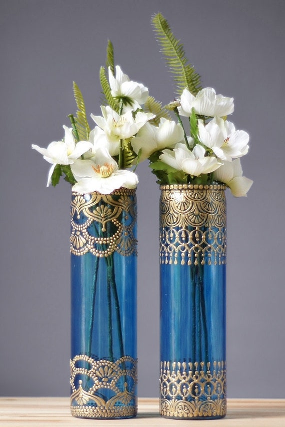 Mehndi Wedding Decor, Boho Wedding Centerpiece, Bohemian Engagement Party Decorations, Personalized Vase