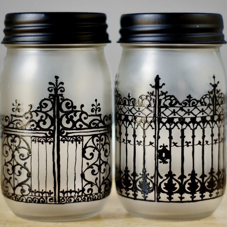 Gothic Home Decor Mason Jar Decor Candle Lantern Centerpiece Votive Candle Holder Mason Jar Lights Mason Jar Centerpieces Tealight Holder image 5