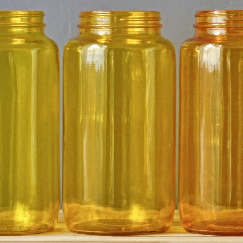 Painted Mason Jar Canisters, Shades of Yellow Glass Vase and Orange Glass Vase image 3