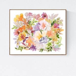 Lös blommålning, bohemiskt konsttryck, eklektisk väggkonst bild 2