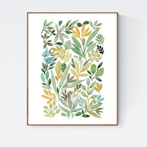 Plant Lovers Gift, Greenery Watercolor Print, Botanical Print image 2