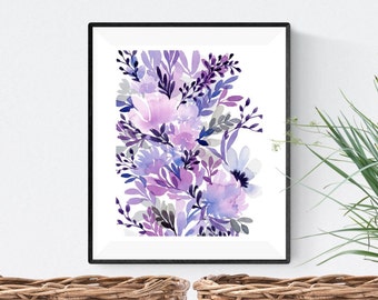 Abstract Floral Painting, Loose Floral Art Print, Watercolor Flowers