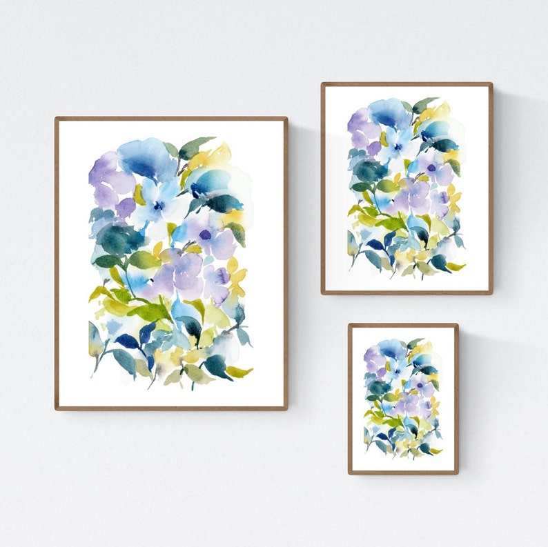 Eclectic Wall Art, Abstract Floral Painting, Pansies Watercolor Painting image 3