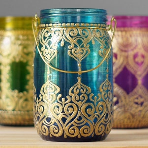 Mason Jar Centerpieces Mason Jar Decor Candle Lantern Centerpiece Hippie Decor Mason Jar Lights Moroccan Lantern Votive Candle Holder image 2
