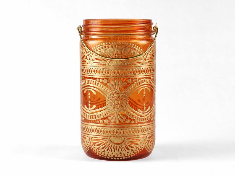 Henna Candle Lantern Bohemian Decor Mason Jar image 4