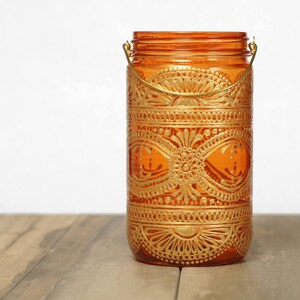 Henna Candle Lantern Bohemian Decor Mason Jar image 3