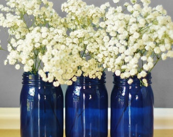 Best Selling Items Cobalt Blue Glass Vase Mason Jar Decor Painted Mason Jar Centerpieces Apothecary Jars Canister Set College Student Gift