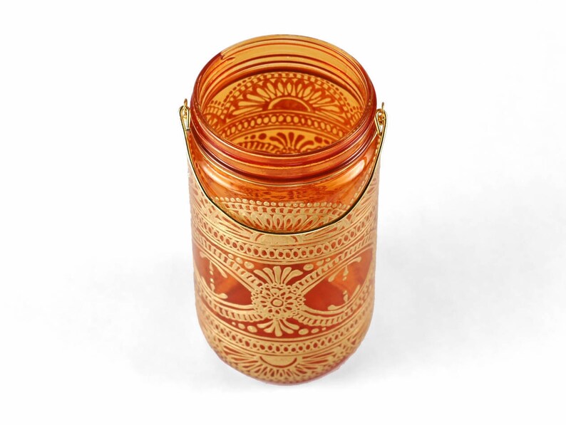 Henna Candle Lantern Bohemian Decor Mason Jar image 5