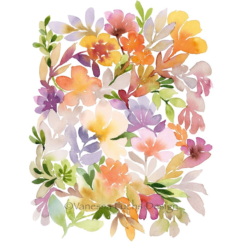 Lös blommålning, bohemiskt konsttryck, eklektisk väggkonst bild 7