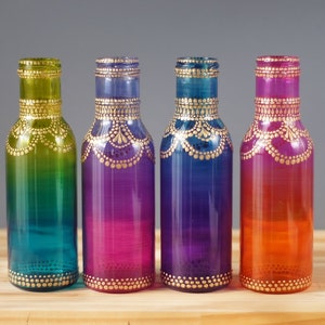 Moroccan Decor Henna Bud Vase Desk Accessories Best Friend Gift Bohemian Decor Glass Vase Mehndi Bohemian Bedroom Boho Decor image 3