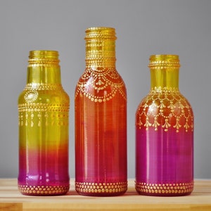 Best Friend Gift Engagement Party Decorations Bohemian Glass Vase Boho Wedding Centerpiece Moroccan Decor Bud Vase Henna Mehndi Decor