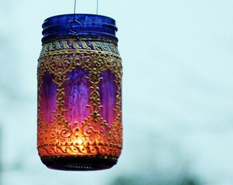 Moroccan Lantern Boho Decor Hanging Lantern Mason Jar Lights Gypsy Personalized Gift Outdoor Lighting Candle Lantern Tea Light Holder