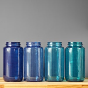 Painted Mason Jar Centerpieces, Blue Colored Glass Vases, Tinted Glass Jar with Lid