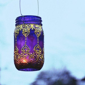 Boho Decor Garden Mason Jar Lights Porch Decor Moroccan Lantern Henna Votive Candle Holder Candle Lantern Hanging Lantern Tealight Holder