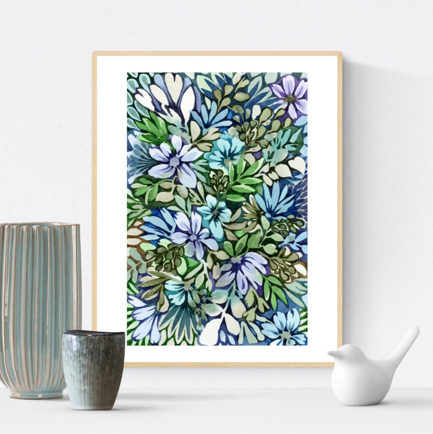 Succulent Watercolor Boho Art Print, Botanical Painting