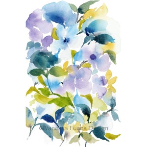 Eclectic Wall Art, Abstract Floral Painting, Pansies Watercolor Painting image 7