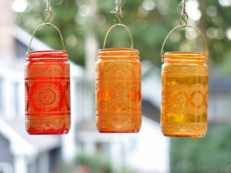 Henna Candle Lantern Bohemian Decor Mason Jar image 7