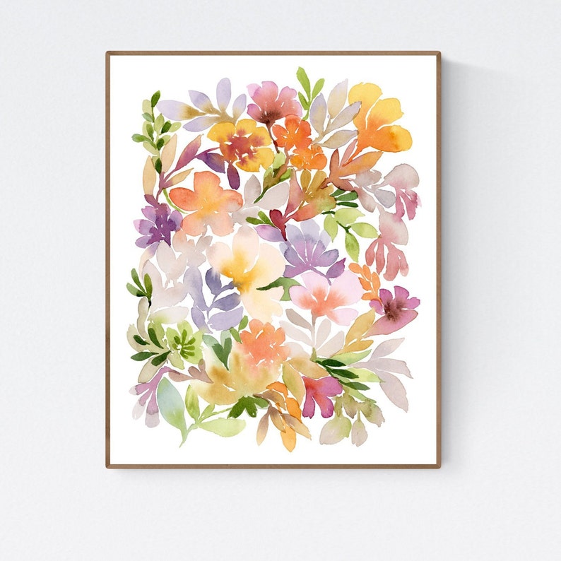 Lös blommålning, bohemiskt konsttryck, eklektisk väggkonst bild 4