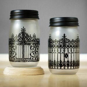 Gothic Home Decor Mason Jar Decor Candle Lantern Centerpiece Votive Candle Holder Mason Jar Lights Mason Jar Centerpieces Tealight Holder image 3