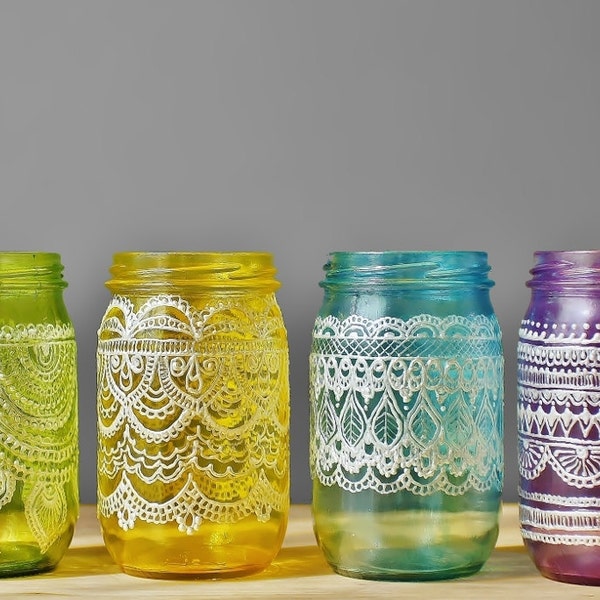 Painted Mason Jars Etsy