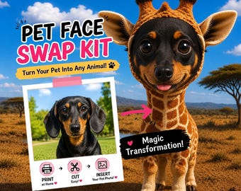 DIY ausdruckbare Haustier-Gesichter-Tausch-Kit-Vorlage | Tierkostüm Dress Up für Hunde Katzen | Schneiden und Einfügen Lustiges Haustier Gesicht Handwerk Digitaler Download