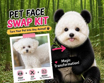 Zoo Animal Pet Face Swap Printable Templates| DIY Pet Costume Kit Lion Panda Penguin Koala | Funny Animal Transformation Craft for Cats Dogs