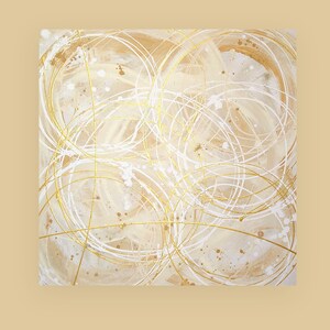 Art and Collectibles, Art, Painting,Abstract,Acrylic,Canvas Art, Gold Original Painting by Ora Birenbaum Titled: Soft Golds 36x36x1.5 image 2