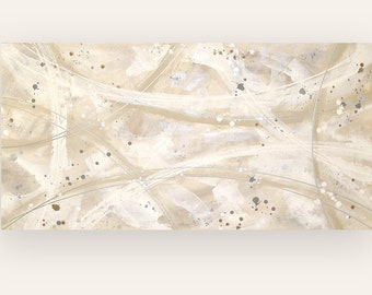 Large Beachy Art, Painting, Metallics, Sand, Acrylic, Abstract Original Titled: White Sands 30x60x1.5"