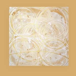 Art and Collectibles, Art, Painting,Abstract,Acrylic,Canvas Art, Gold Original Painting by Ora Birenbaum Titled: Soft Golds 36x36x1.5 image 5