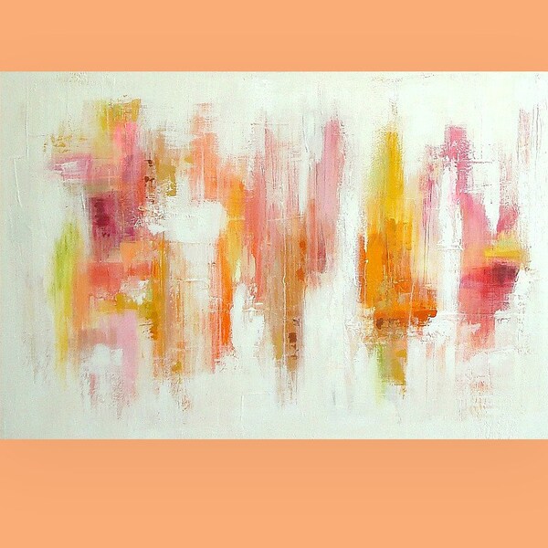 Set of Two Huge Paintings Each 40x60x1.5" Total size 60x80x1.5" for Both Titled: Spring Fling 1 and 2 by Ora Birenbaum