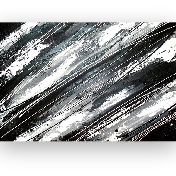 Art,Abstract Painting,Painting,Art,Canvas Art,Acrylic Painting,Original Paintings By Ora Birenbaum Black and White 24x36x1.5"