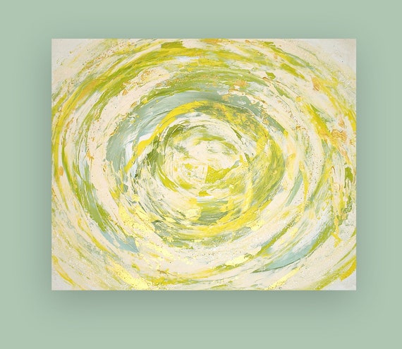 Yellow Seafoam Green Painting Original Acrylic Abstract | Etsy