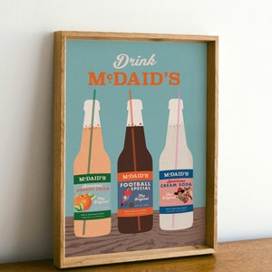 Drink Football Special, Giclée Print, Irish Design, Kitchen, Living Room Wall Art, Mid-Century