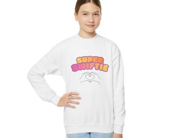 Super Swiftie heart hands Youth Crewneck Sweatshirt | Taylor-inspired fan design