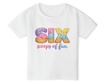 SIX scoops of fun Toddler T-shirt | Ice Cream Number Birthday Tee
