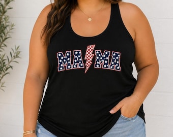 Mama Americana Racerback Tank Top with Lightning Bolt