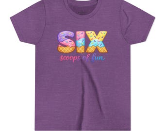 Ice Cream Scoops Kids Tee | Personalized Name & Number Birthday Shirt