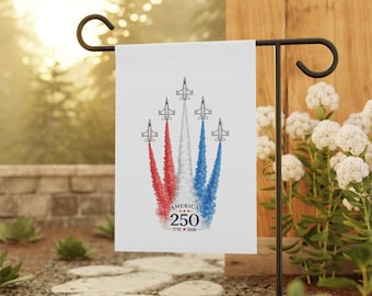 America 250 Patriotisk Trädgårdsflagga, Jet Smoke Trail-banderoll (30x43 cm, 61x76 cm)