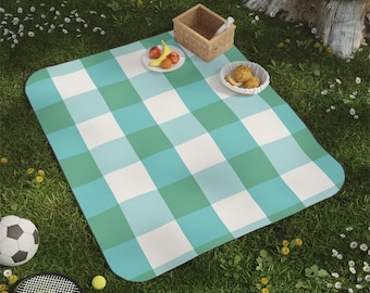 Vattentät picknickfilt i gingham | Cottagecore Outdoor Beach Essential (15,5 x 13,5 cm)