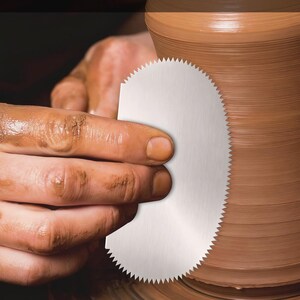 4 Stainless Steel Clay Scrapers | Serrated & Smooth Pottery Ribs | Clay Cutter Texturing Tools | Sculpting Modelling Ceramic Craft Set