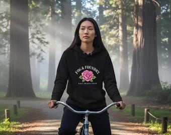 San Francisco Hoodie, Pink Rose Sweatshirt, Unisex Sf Pullover, Cozy Cotton Fleece Hoodie, Gift For Her, California Streetwear