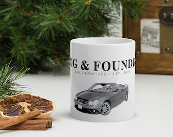 Mercedes White Glossy Coffee Mug, Ceramic Latte Mug, 11oz Coffee Cup, Coffee Lover Gift