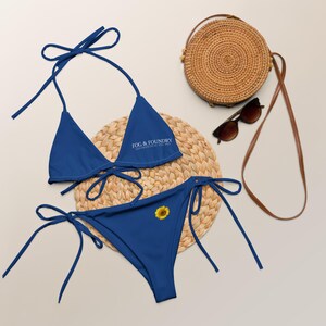 Mariner Blue String Bikini - Soft Stretchy Fabric, Adjustable Ties
