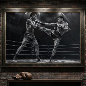 Muay Thai-fighters-affisch | Action-väggkonsttryck | Sportdekor | 42PRT