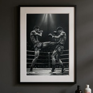 Muay Thai-kämpar | Väggkonsttryck med actionmotiv | Dekorativ poster med gym | 70PRT
