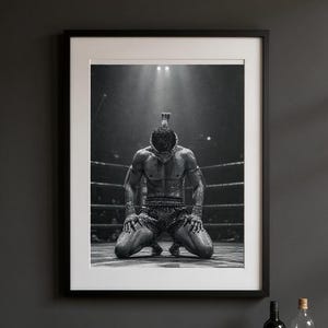 Poster de combattant de Muay Thai | Impression d'art mural noir et blanc | Décoration d'arts martiaux|33PRT