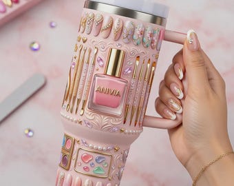 Gepersonaliseerde Nail Tech Tumbler 20oz Schoonheidssalon Thema Aangepaste Naam Tumbler Cadeau voor Nagelkunstenaar Nagellak Lover Cup