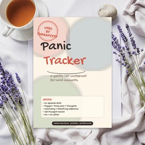 Werkblad paniekaanvaltracker | CGT-angstlogboek (digitale download)