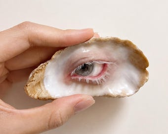 Broszka i naszyjnik Carmilla Blood-Tear Oyster Eye, termochromowa biżuteria gotycka, zmieniające kolor wampirze oko, wykonane na zamówienie